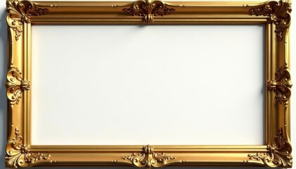 Gilded square frame, ornate detailing, rich gold leaf , classic frame, art