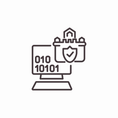 computer screen shield 010101 icon sign vector