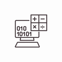 computer with binary operations icon sign vector
