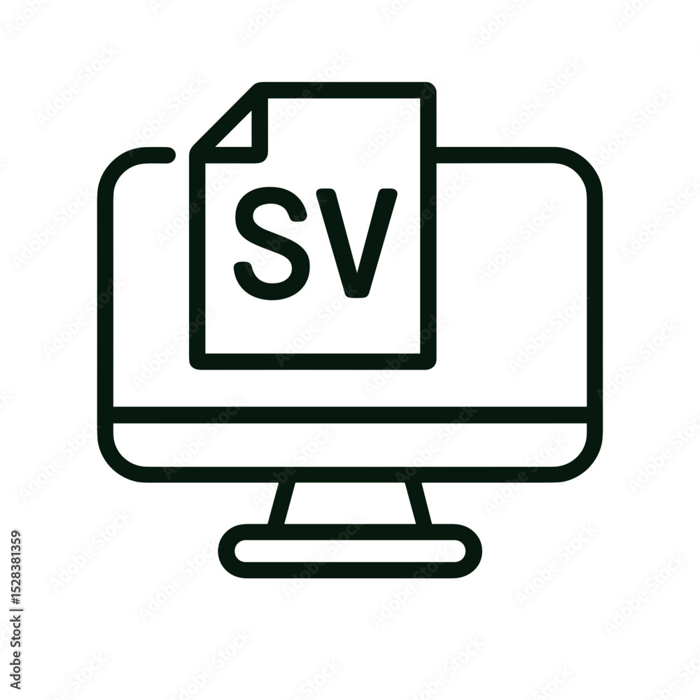 Fototapete svg file icon displayed on computer monitor in minimal outline style representing vector graphic for