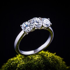 diamond ring on black