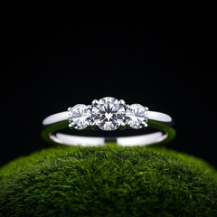 diamond ring on green
