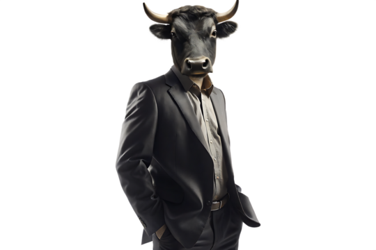 Bull in suit businessman concept isolated on a white background