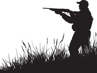 Hunter Hunting Silhouette Vector Illustration on Transparent Background