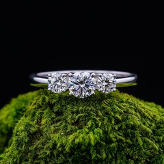 diamond ring on green leaf
