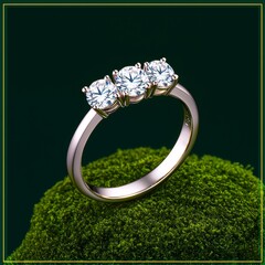 diamond ring on green background