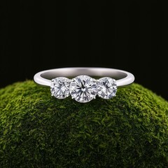 diamond ring on green