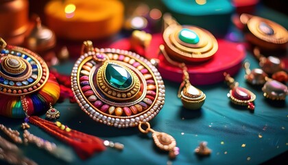 Vibrant Background Highlighting Indian Jewelry A Colorful Traditional Display