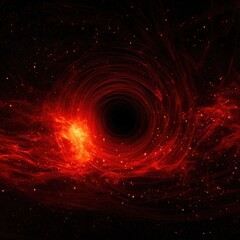 Red Swirling Black Hole Surrounded by Galactic Dust