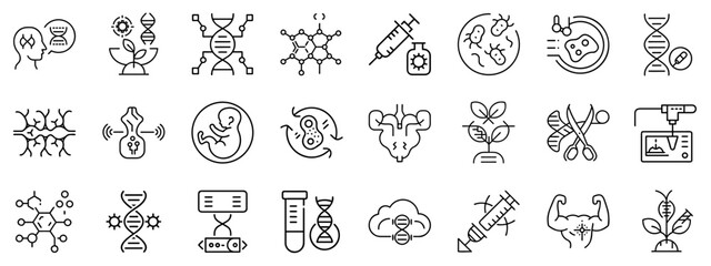 Science and technology icons depicting various laboratory concepts  