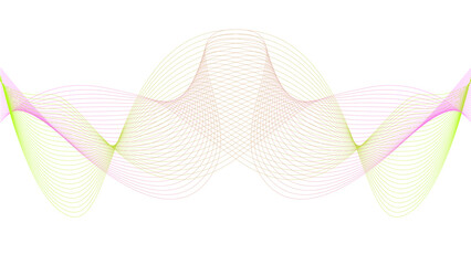 Vector curvy abstract line art wavy flowing dynamic colorful lines white background in concept music or sound, wave, wind, information flow	
