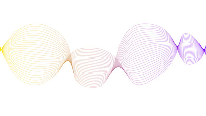 Vector curvy abstract line art wavy flowing dynamic colorful lines white background in concept music or sound, wave, wind, information flow	
