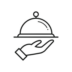 Minimalist Dome Lid Tray Icon for Restaurant Service  
