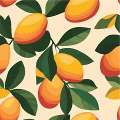 Vector illustration seamless pattern of Mango