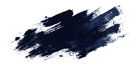 black paint brush stroke isolated on white or transparent png. Bold Black Brush Stroke on White Background
