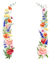 Summer Floral Watercolor Frame. The best solution for summer party invitations