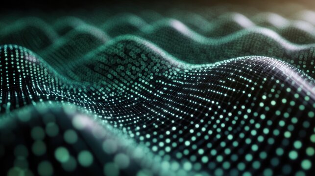 Abstract digital wave of glowing dots