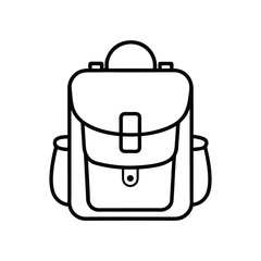 School Bag Line Art Vector on White Background  
