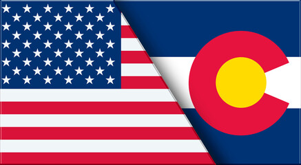 Flags of USA and Colorado. United States and Colorado official flags