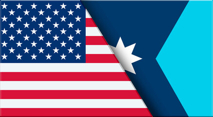 Flags of USA and Minnesota. United States and new Minnesota official flags