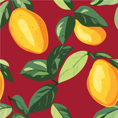 Vector illustration seamless pattern of Mango