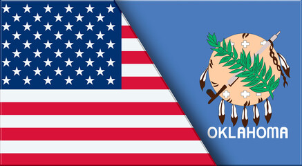 Flags of USA and Oklahoma. United States and Oklahoma official flags