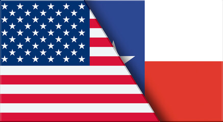 Flags of USA and Texas. United States and Texas official flags