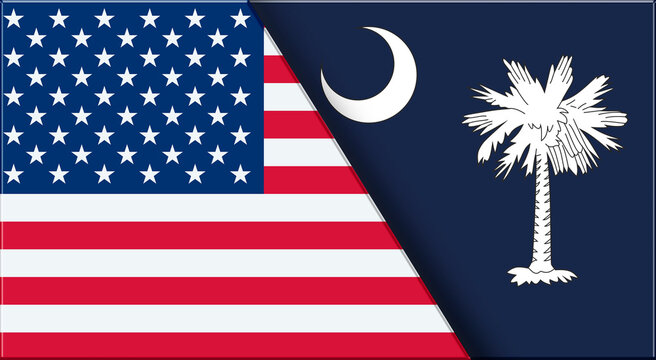 Flags of USA and South Carolina. United States and South Carolina official flags