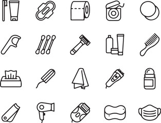 hygiene, body care, personal, wellness, health, routine, skincare, toiletries, bathroom, clean, wash, shower, brush, teeth, toothpaste, toothbrush, sanitary, menstrual, cotton pads, toilet paper, flos