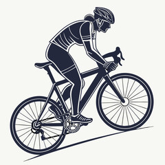 Cyclist Riding Bicycle – Isolated Vector Silhouette

