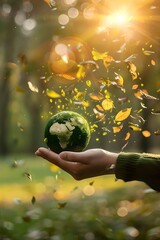 Protecting Our Planet: Hands Holding Earth as a Symbol of Sustainability & Global Care