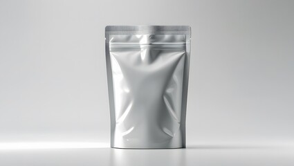 3d render illustration of a white pouch package template mockup isolated on white background