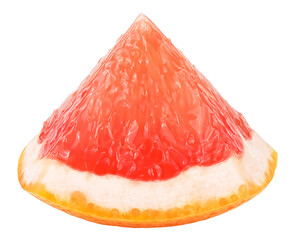 Piece of ripe grapefruit isolated on a white background. Grapefruit citrus fruit.