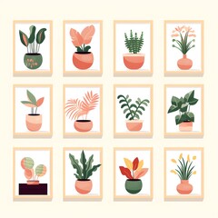 Professional interior design with framed pictures and potted plant for home decor projects