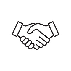 Naklejka premium A simple line art icon depicting a handshake, symbolizing agreement, partnership, deal, or collaboration.