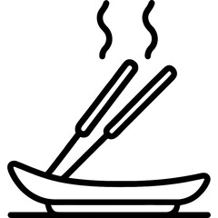 Incense sticks with smoke wisps icon