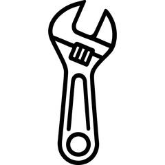 Adjustable wrench icon in minimal vector design