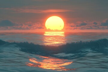 Ocean Sunset: Vibrant Seascape at Golden Hour