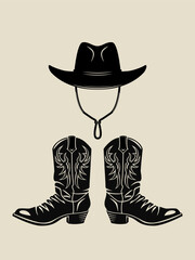 Cowboy Hat and Boots. Vector Illustration