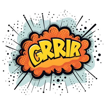 Dynamic Comic Style Cloud Explosion with 'GRR' Text Isolated on White Background