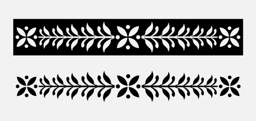 Border Decorative Design Element Divider Branch With Flower Vector Illustration