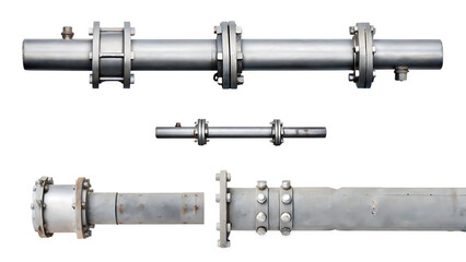 Industrial metal pipe fittings isolated on a white background png ai generated