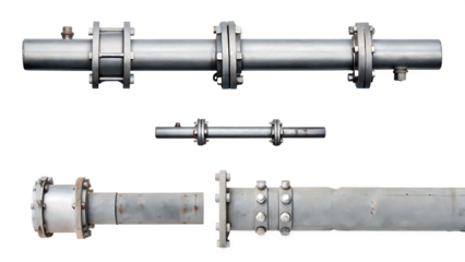 Industrial metal pipe fittings isolated on a white background png ai generated