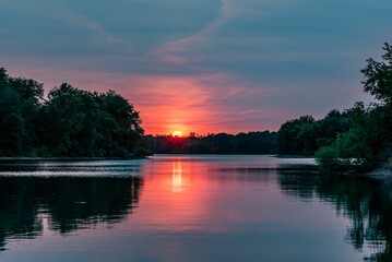 Forest Fire Sunset, Lake Marburg Pennsylvania
