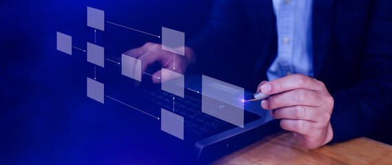 Business process and data management organigram, Design workflow automation with flowcharts, model...
