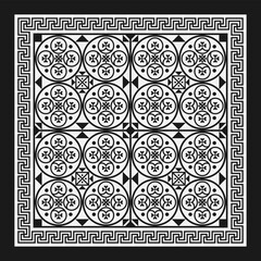 Ancient Roman Square Scarf Pattern Design white Meander. Vector Illustration