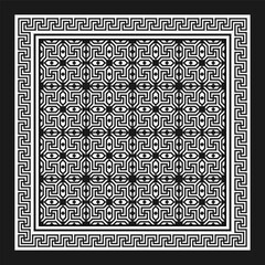 Ancient Roman Square Scarf Pattern Design white Meander. Vector Illustration