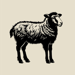 Sheep Farm animal black color. Vector Illustration