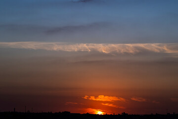Silhouette of cityscaper buildings during a sunset in Brazil
