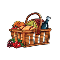 Professional Picnic Basket Food and Drink Lunch Design Vector Illustration